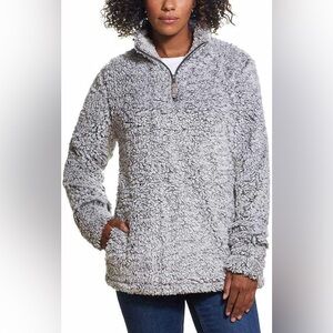 Weatherproof Vintage Women's 1/4 Zipped Sherpa Pullover Dolphin Gray Size Small